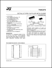 74AC273 datasheet: OCTAL D-TYPE FLIP FLOP WITH CLEAR 74AC273