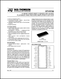 STV5728 datasheet: 4-HEAD VIDEO AND 2-HEADS HIFI AUDIO PLAYBACK AND RECORD AMPLIFIER FOR VCR STV5728