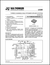 L6280 datasheet: THREE CHANNELS MULTIPOWER DRIVER SYSTEM L6280