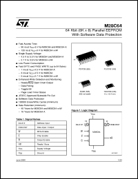 M28C64 datasheet: 64K (8K X 8) PARALLEL EEPROM WITH SOFTWARE DATA PROTECTION M28C64