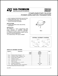 2N6287 datasheet: COMPLEMENTARY SILICON POWER DARLINGTON TRANSISTORS 2N6287