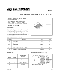 L292 datasheet: SWITCH-MODE DRIVER FOR DC MOTORS L292