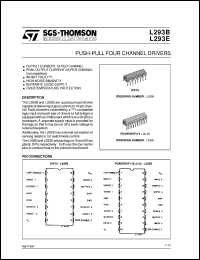 L293E datasheet: PUSH-PULL FOUR CHANNEL DRIVERS L293E