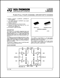 L293D datasheet: PUSH-PULL FOUR CHANNEL DRIVER WITH DIODES L293D