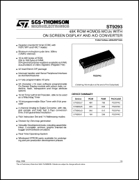 ST9293J5 datasheet: 8/16-BIT MICROCONTROLLER (MCU) WITH 48K ROM, OTP, EPROM WITH ON SCREEN DISPLAY AND A/D CONVERTER ST9293J5