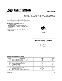 BCW30 datasheet: SMALL SIGNAL PNP TRANSISTORS BCW30