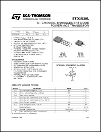 STD3N30L-1 datasheet: N-CHANNEL ENHANCEMENT MODE POWER MOS TRANSISTORS STD3N30L-1