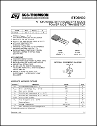 STD3N30-1 datasheet: N-CHANNEL ENHANCEMENT MODE POWER MOS TRANSISTORS STD3N30-1