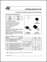 STPS30L40CG datasheet: LOW DROP POWER SCHOTTKY RECTIFIER STPS30L40CG