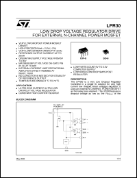 LPR30N datasheet: LOW DROP VOLTAGE REGULATOR DRIVE FOR EXTERNAL N-CHANNEL POWER MOSFET LPR30N