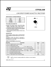 STPS8L30B datasheet: LOW DROP POWER SCHOTTKY RECTIFIER STPS8L30B