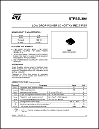 STPS2L30A datasheet: LOW DROP POWER SCHOTTKY RECTIFIER STPS2L30A