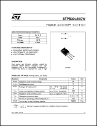 STPS30L60CW datasheet: POWER SCHOTTKY RECTIFIER STPS30L60CW