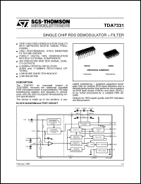 TDA7331D datasheet: SINGLE CHIP RDS DEMODULATOR + FILTER TDA7331D