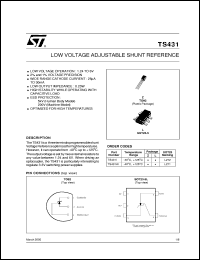 TS431 datasheet: LOW VOLTAGE ADJUSTABLE SHUNT REFERENCE TS431