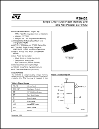 M39432 datasheet: SINGLE CHIP 4 MBIT FLASH AND 256 KBIT PARALLEL EEPROM MEMORY M39432