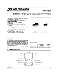 TS3V339 datasheet: 3V MICROPOWER QUAD CMOS VOLTAGE COMPARATOR TS3V339