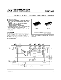 TDA7346 datasheet: DIGITAL CONTROLLED SURROUND SOUND MATRIX TDA7346