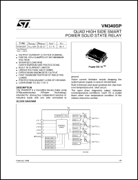 VN340SP datasheet: QUAD HIGH SIDE SMART POWER SOLID STATE RELAY VN340SP
