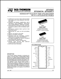 STV5347 datasheet: MONOCHIP TELETEXT AND VPS DECODER WITH 4 INTEGRATED PAGES STV5347