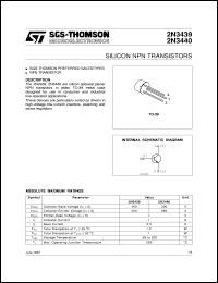 2N3440 datasheet: SILICON NPN TRANSISTORS 2N3440