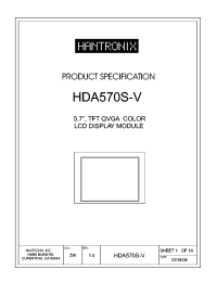 HDA570S-V datasheet: 5.7, TFT QVGA COLOR LCD DISPLAY MODULE HDA570S-V