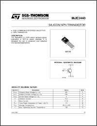 MJE3440 datasheet: SILICON NPN TRANSISTOR MJE3440