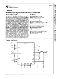 LM5116MH
 datasheet: Wide Range Synchronous Buck Controller LM5116MH
