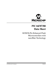 PIC16F88 datasheet: 18/20/28-Pin Enhanced FLASH MCUs with nanoWatt Technology PIC16F88