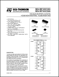 M74HC365 datasheet: HC365 NON INVERTING , HC366 INVERTING HEX BUS BUFFER (3-STATE) M74HC365