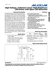 MAX16823ATE+ datasheet: High-Voltage, 3-Channel Linear High-Brightness LED Driver with Open LED Detection MAX16823ATE+