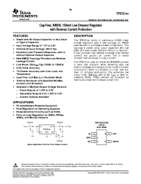 TPS73150DBVTG4 datasheet: Single Output LDO, 150mA, Fixed(5.0V), Cap free, Low Noise, Fast Transient Response TPS73150DBVTG4