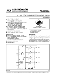 TDA7372A datasheet: 4 x 6W POWER AMPLIFIER FOR CAR RADIO TDA7372A
