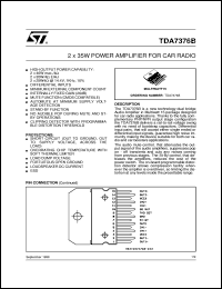 TDA7376B datasheet: 2 X 35W POWER AMPLIFIER FOR CAR RADIO TDA7376B