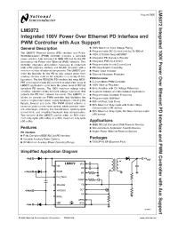 LM5072 datasheet: Integrated 100V Power Over Ethernet PD Interface and PWM Controller with Aux Support LM5072