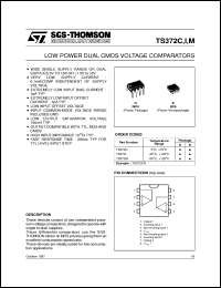 TS372I datasheet: LOW POWER DUAL CMOS VOLTAGE COMPARATOR TS372I