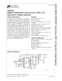 LM3100 datasheet: SIMPLE SWITCHER Synchronous 1MHz 1.5A Step-Down Voltage Regulator LM3100