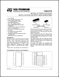 74AC374 datasheet: OCTAL D-TYPE FLIP FLOP WITH 3-STATE OUTPUT NON INVERTING 74AC374