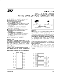 74LVQ373 datasheet: OCTAL D-TYPE LATCH WITH 3-STATE OUTPUT NON INVERTING 74LVQ373