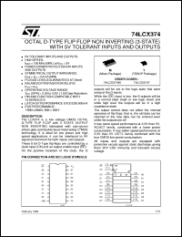 74LVQ374 datasheet: OCTAL D-TYPE FLIP FLOP WITH 3-STATE OUTPUT NON INVERTING 74LVQ374