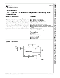 LM3404 datasheet: 1.0A Constant Current Buck Regulator for High Power LED Drivers LM3404