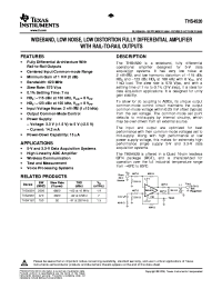 THS4520RGTT
 datasheet: Rail-to-Rail Output Wideband Fully Differential Amplifier THS4520RGTT
