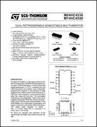 M74HC4538 datasheet: DUAL RETRIGGERABLE MONOSTABLE MULTIVIBRATOR M74HC4538