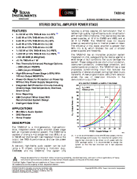 TAS5142DKDRG4 datasheet: Stereo Digital Amplifier Power Stage TAS5142DKDRG4