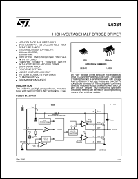 L6384D datasheet: HIGH-VOLTAGE HALF BRIDGE DRIVER L6384D