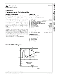LMP8100 datasheet: Programmable Gain Amplifier LMP8100