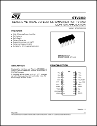 STV9380 datasheet: CLASS-D VERTICAL DEFLECTION AMPLIFIER FOR TV AND MONITOR APPLICATION STV9380