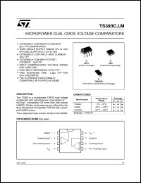 TS393IN datasheet: MICROPOWER DUAL CMOS VOLTAGE COMPARATOR TS393IN