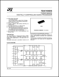 TDA7439DS datasheet: THREE BANDS DIGITALLY CONTROLLED AUDIO PROCESSOR TDA7439DS