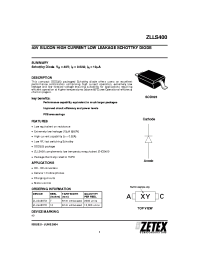 ZLLS400 datasheet: 40V SILICON HIGH CURRENT LOW LEAKAGE SCHOTTKY DIODE ZLLS400